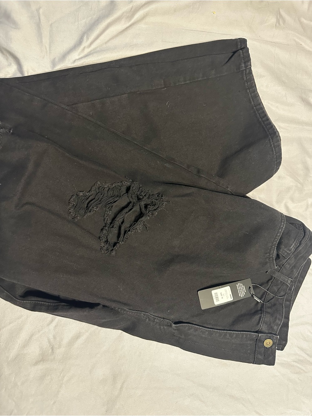 Black Distressed High-Waist Jeans